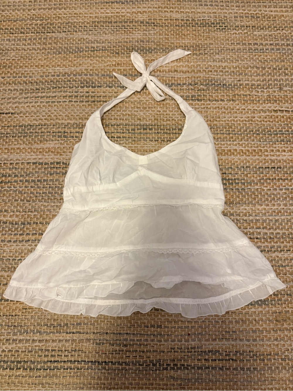 Brandy Melville White Halter Ruffle Tiered Camisole